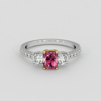 1.12 Ct. Padparadscha Sapphire Ring, 14K Yellow & White 1