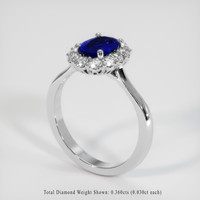 0.80 Ct. Blue Sapphire Ring, Platinum 950 2