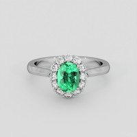 0.74 Ct. Emerald Ring, Platinum 950 1