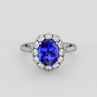 2.56 Ct. Blue Tanzanite Ring, Platinum 950 1