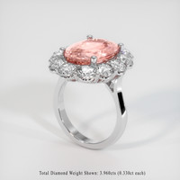 9.05 Ct. Padparadscha Sapphire Ring, Platinum 950 2