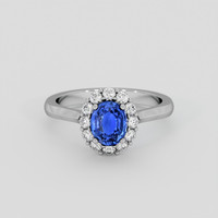 1.10 Ct. Blue Sapphire Ring, Platinum 950 1