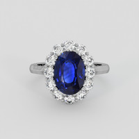 3.83 Ct. Blue Sapphire Ring, Platinum 950 1