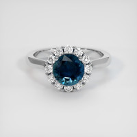 1.68 Ct. Greenish Blue Sapphire Ring, Platinum 950 1