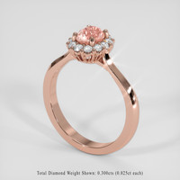 1.02 Ct. Padparadscha Sapphire Ring, 14K Rose Gold 2