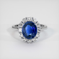 3.57 Ct. Blue Sapphire Ring, 10K White Gold 1