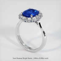 3.57 Ct. Blue Sapphire Ring, 10K White Gold 2