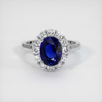 3.12 Ct. Blue Sapphire Ring, 10K White Gold 1