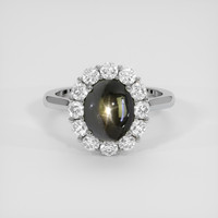 3.83 Ct. Black Sapphire Ring, 10K White Gold 1