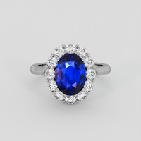 3.08 Ct. Blue Sapphire Ring, 10K White Gold 1