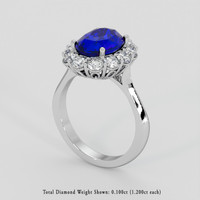 3.08 Ct. Blue Sapphire Ring, 10K White Gold 2