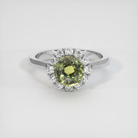 2.58 Ct. Greenish Yellow Sapphire Ring, 10K White Gold 1
