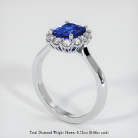 3.66 Ct. Blue Sapphire Ring, 14K White Gold 2