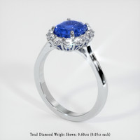 2.75 Ct. Sapphire Ring, 14K White Gold 2