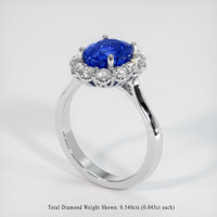 3.04 Ct. Blue Sapphire Ring, 14K White Gold 2
