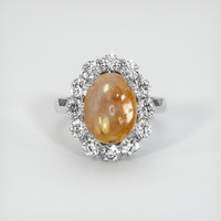 13.75 Ct. Yellowish Brown Sapphire Ring, 14K White Gold 1