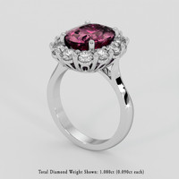 3.84 Ct. Purplish Pink Rhodolite Garnet Ring, 14K White Gold 2