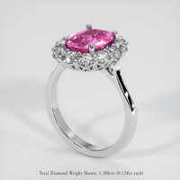 2.53 Ct. Purplish Pink Sapphire Ring, 14K White Gold 2
