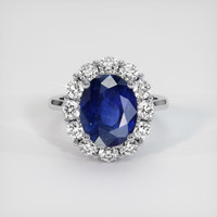 4.03 Ct. Blue Sapphire Ring, 14K White Gold 1