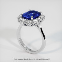 4.03 Ct. Blue Sapphire Ring, 14K White Gold 2