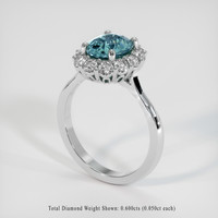 2.55 Ct. Greenish Blue Sapphire Ring, 14K White Gold 2