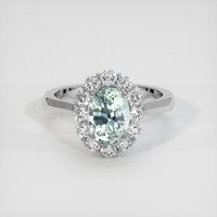2.01 Ct. Bluish Green Sapphire Ring, 14K White Gold 1