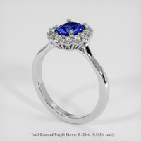 1.02 Ct. Blue Sapphire Ring, 14K White Gold 2