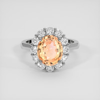3.04 Ct. Padparadscha Sapphire Ring, 14K White Gold 1