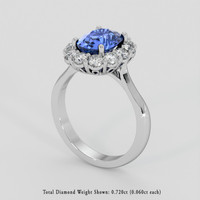 2.34 Ct. Blue Sapphire Ring, 14K White Gold 2