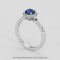 0.99 Ct. Blue Sapphire Ring, 14K White Gold 2