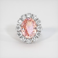 12.01 Ct. Padparadscha Sapphire Ring, 14K White Gold 1