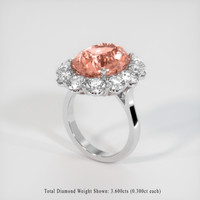 12.01 Ct. Padparadscha Sapphire Ring, 14K White Gold 2