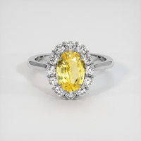 1.70 Ct. Yellow Sapphire Ring, 14K White Gold 1