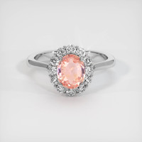 1.18 Ct. Padparadscha Sapphire Ring, 14K White Gold 1