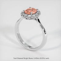 1.18 Ct. Padparadscha Sapphire Ring, 14K White Gold 2