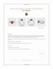 Ruby Ring 1.07 Ct., 14K White Gold Appraisal