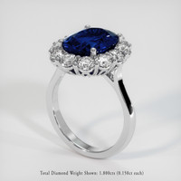 5.75 Ct. Blue Sapphire Ring, 18K White Gold 2