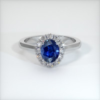 1.34 Ct. Blue Sapphire Ring, 18K White Gold 1