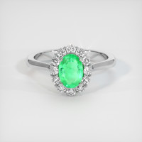 0.91 Ct. Emerald Ring, 18K White Gold 1