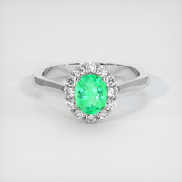 0.70 Ct. Emerald Ring, 18K White Gold 1