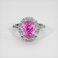 4.07 Ct. Pink Sapphire Ring, 18K White Gold 1