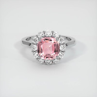 2.07 Ct. Padparadscha Sapphire Ring, 18K White Gold 1