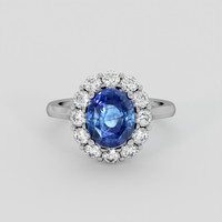 3.58 Ct. Blue Sapphire Ring, 18K White Gold 1