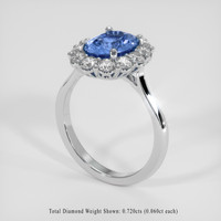2.25 Ct. Blue Sapphire Ring, 18K White Gold 2