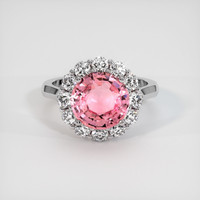 3.05 Ct. Padparadscha Sapphire Ring, 18K White Gold 1