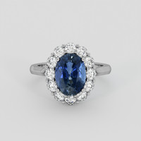 3.48 Ct. Blue Sapphire Ring, 18K White Gold 1