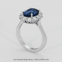 3.48 Ct. Blue Sapphire Ring, 18K White Gold 2
