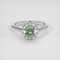 1.22 Ct. Green Sapphire Ring, 18K White Gold 1