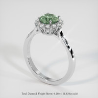 1.22 Ct. Green Sapphire Ring, 18K White Gold 2