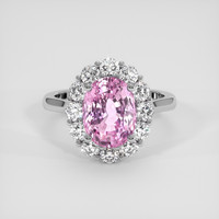 4.25 Ct. Pink Sapphire Ring, 18K White Gold 1